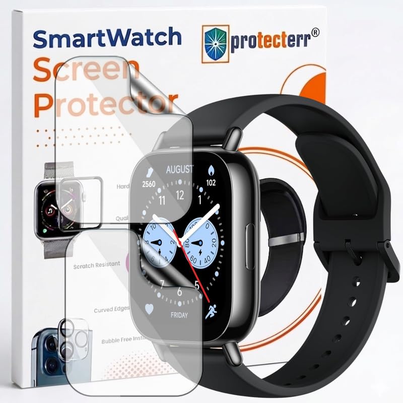 Image of 2-Pack Screen Protector for Redmi Watch 5 Lite 1.96 inch Smartwatch - Flexible TPU Screen Guard, HD Clear, Anti Scratch, Bubble Free, Full Coverage Film - Not Tempered Glass