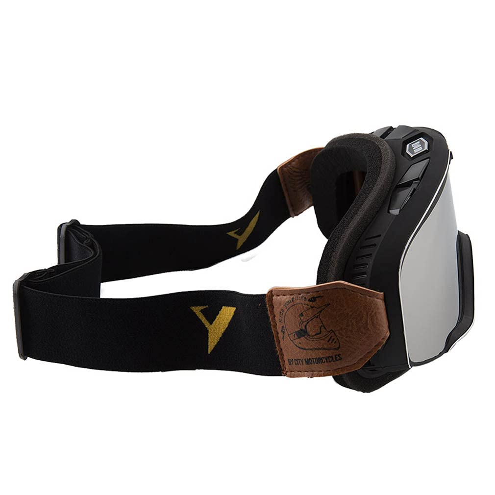 BY CITY Gafas de Moto Vintage - Anti-vahó con doble cristal y cinta regulable antidezlizante