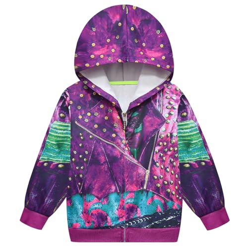 KIDHF Girls Princess Mal Purple Outwear Hoodie Coat Cartoon Jacket (7-8 Years,purple)