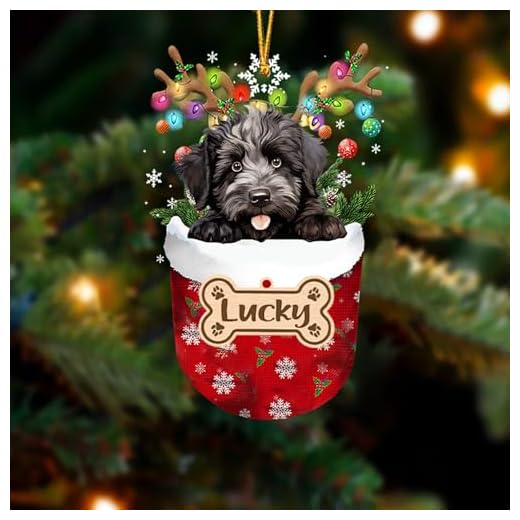 FAMITRENDZ Personalized Bouvier des Flandres in Pocket 2 Layer Acrylic Mix Wood Ornament, Custom Bouvier des Flandres Dog's Name Christmas Ornaments, Dogs Lovers Gift for Christmas Tree Decor