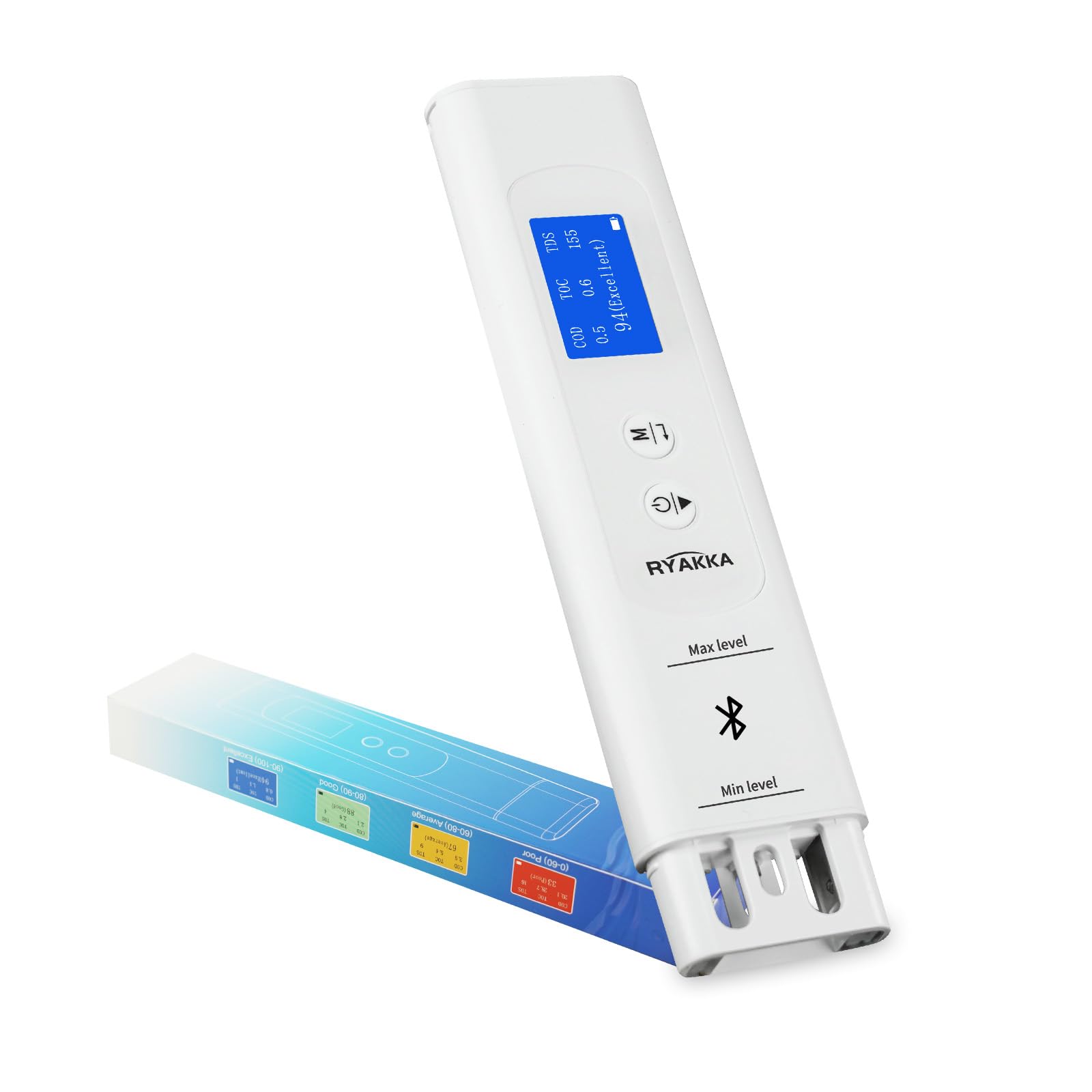 6-in-1 Trinkwassertester mit App Tds Messgerät mit Intelligente Wertung & Kalibrierung Digitaler Wasserqualität Tester für Haus & Camping | TOC, COD, EC, UV275, Temp & TDS（WTP-02）