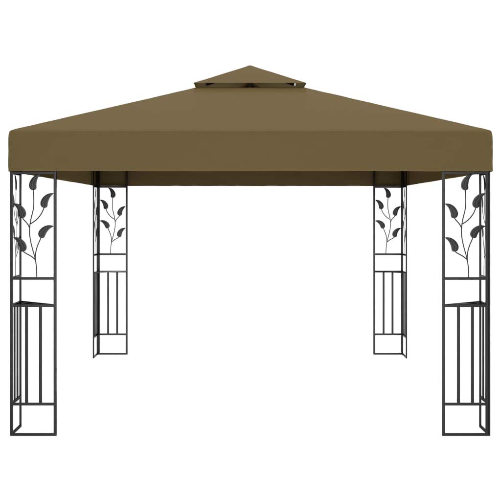 Pawilon z podwójnym dachem, 3 x 4 m, kolor taupe, stal malowana proszkowo, poliester 180 g/m² z powłoką PA, namiot ogrodowy na imprezę, grillowanie, wesele, ochrona na zewnątrz i zapewnia