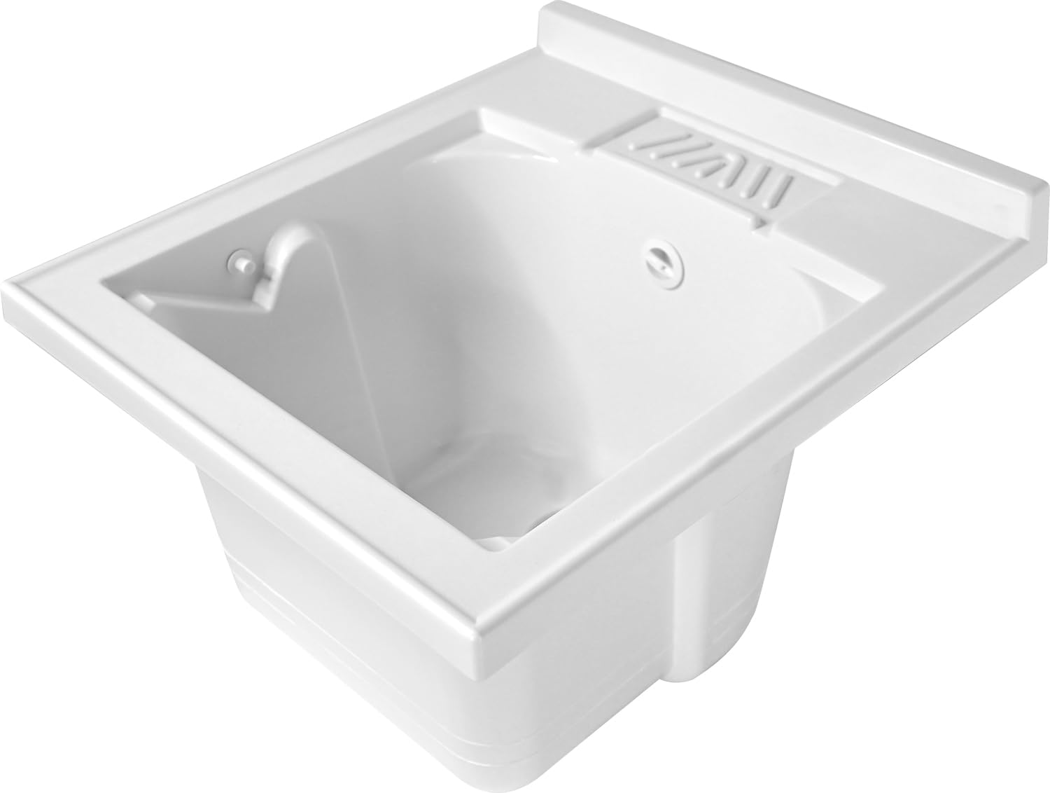 Lavatoio Lavapanni in Resina PP, Bianco, 45x50 Ideale per Ricambio o Installazione su Mobile o Piano da appoggio in Lavanderia o Cucina Incluso di Kit Sifoneria