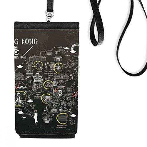 Cadeau sac téléphone suspendu en cuir motif Hong Kong original