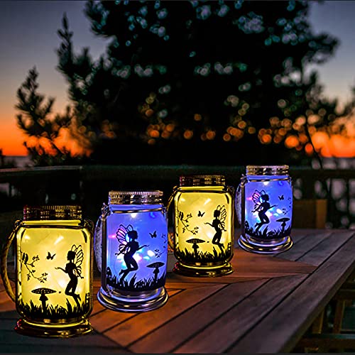 ANGMLN Solar Fairy Lantern Mason Jar Light- 4 Pack Ourdoor Fairie...