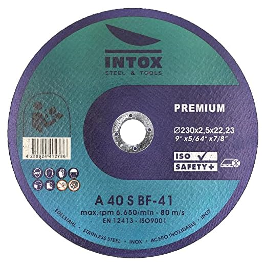 INTOX Lot de 10 disques à tronçonner 230 mm x 2,5 mm en acier inoxydable pour métal, acier et acier inoxydable