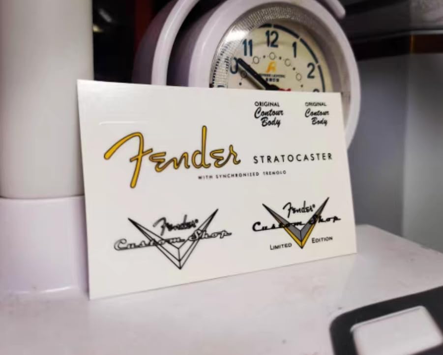 2PCS Suitable for Fender Custom Shop Electric Guitar Head Logo Water Transfer Printing Sticker (ST60-ST61-ST62)