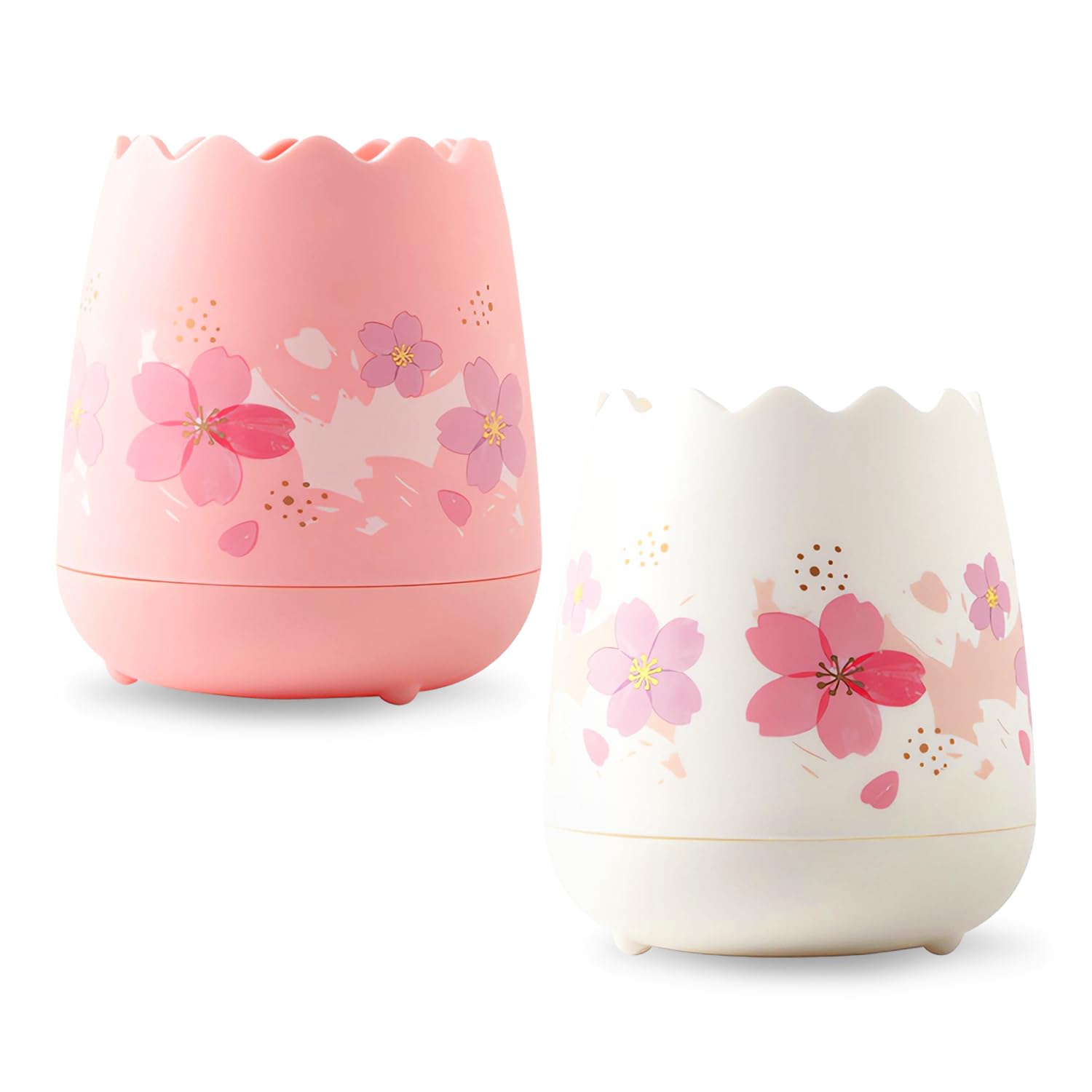 M&G Pen Holder Cute Pencil Holder for Desk, Sakura Pencil Cup Marker Holder Makeup Brush Holders, Desk Accessories Organizer for Office School Home 1 Pack (Random White or Pink)