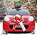 Yuxung 20 Inch Merry Christmas Car Bow Giant Bow for Car Decoration Pull Bow Large Wrapping Car Ribbon Bow for Christmas Birthday Graduation Party Car Decorations Decoration (Red, White)