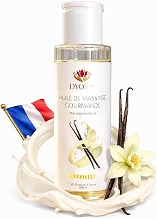 ELYORIS | Huile de Massage Comestible Vanille 100ml – Huile Corporelle Sensuelle et Erotique Pour Couple – Texture Hydratante, Fluide, Relaxante, Fabriquée en France
