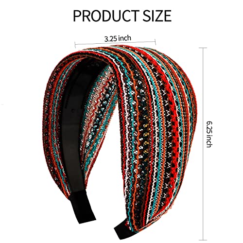 Aco-Uint Boho Headbands For Women, Non-Slip Wide Headbands Large Head Bands For Women's Hair, Thick Headbands With Teeth Fashion Hairbands Hair Accessories For Women Girls (Red) #TOP4