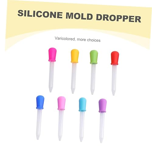 2sets Baby Feeding Droppers Pill Droppers Silicone Dishwasher Safe - for Newborns Boys Girls 8pcs*2(Assorted Colorx2pcs,12X2CMx2pcs)