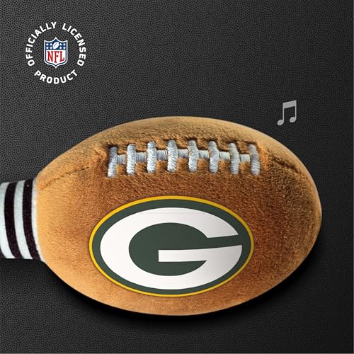 Image of Green Bay Packers Plush Football Rattle by Smilo - Officially Licensed NFL Baby Rattle Toy - Soft Baby Rattle with Bell - for Babies and Toddlers from 3 Months