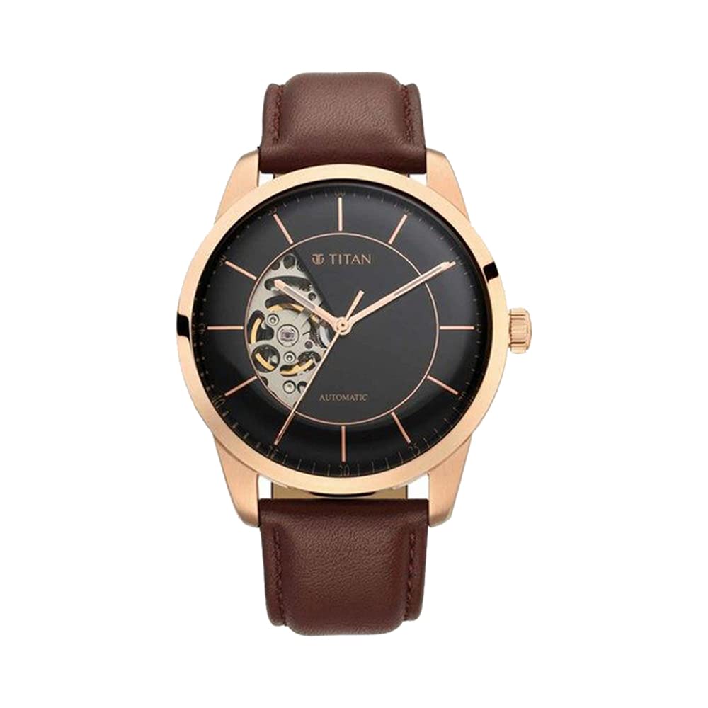 Titan Automatics Black Dial Automatic Leather Strap Analogue Watch for Men-NR90126WL02 (B0BGHZ395T) Amazon Price History, Amazon Price Tracker
