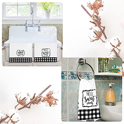 2 Pieces Buffalo Plaid Hand Towels Farmhouse Hand Towel For Bathroom Black White Bath Towels Funny Buffalo Plaid Hand Towels Bathroom Decor For Bathroom Kitchen Farmhouse Restroom (Stylish Style) #TOP2