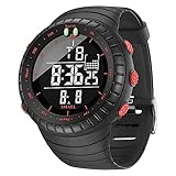 KXAITO Men's Watches Sports Outdoor Waterproof Military Watch Date Multi Function Tactics LED Face Alarm Stopwatch for Men (6256 Red)