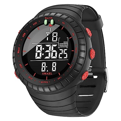 Montre numérique pour homme SMAEL 1237 noir rouge multifonction