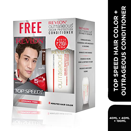 Image of Revlon Top Speed Hair Color For man- Dark Brown 65M (with Outrageous Conditioner 190 ml)