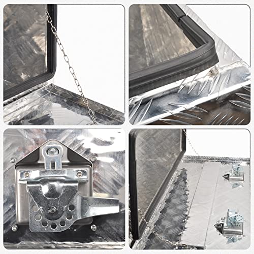 Tbapfs 36 Inch Aluminum Truck Bed Tool Box For Outdoor Car Truck Trailer Underbed Pickup Underbody Rv Atv Storage Tools Organizer 5 Bar Tread Toolbox W/Lock T-Handle Latch & Keys - Silver 36''X18''X17'' #TOP2