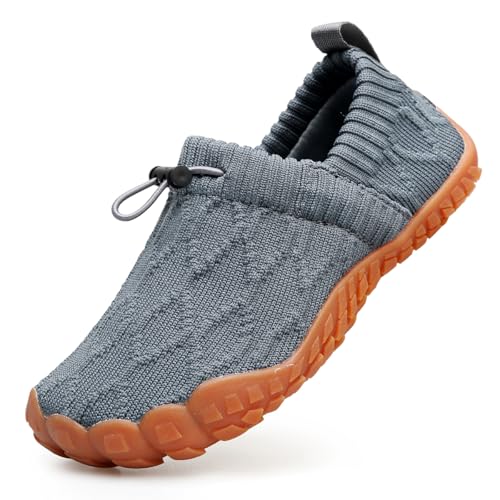 CLEANCOOL Water Shoes for Toddler Little Kid Slip On Walking Shoes Outdoor Athletic Zero Drop Minimalist Breathable Sneakers Grey 26