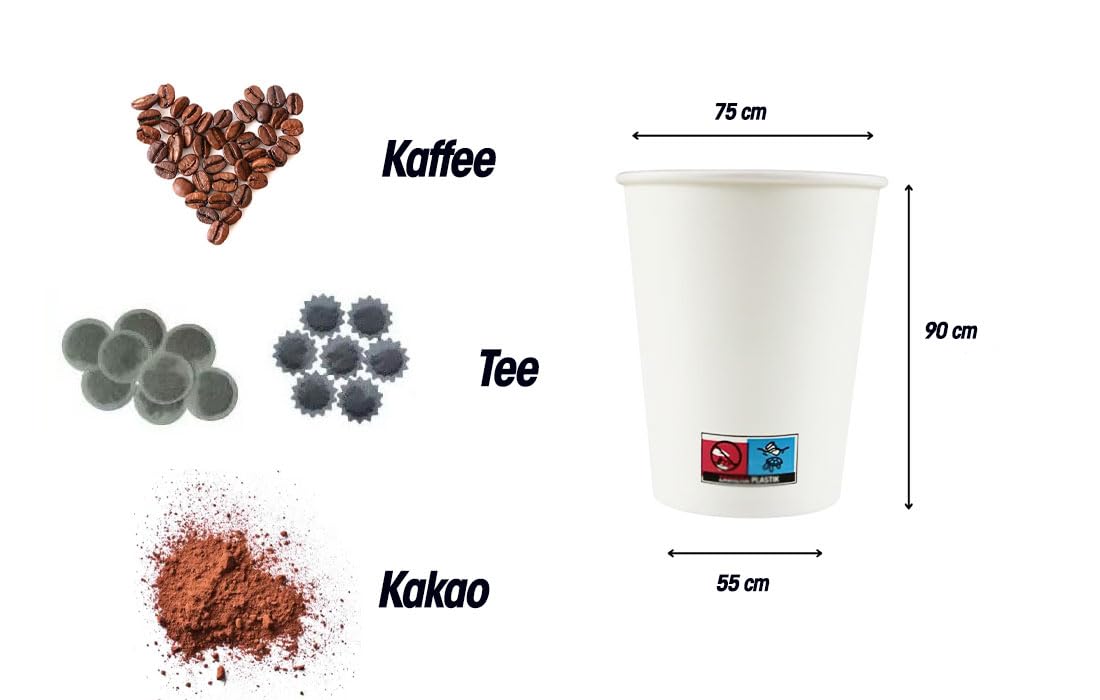Lauroo Kubek do kawy – TO GO 200 ml, jednorazowy kubek do kawy na wynos, biały (20 x 50), 1000 sztuk