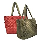 K. Carroll Accessories Oversized Reversible Nylon Tote (Olive/Rust)