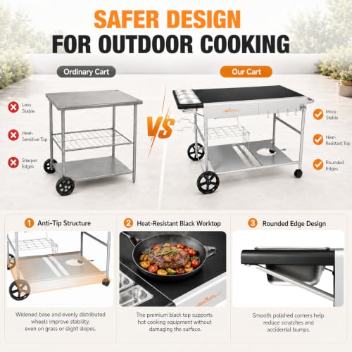 Image of Pizza Oven Table Grill Cart for Ninja Woodfire, Blackstone Griddle, Ooni