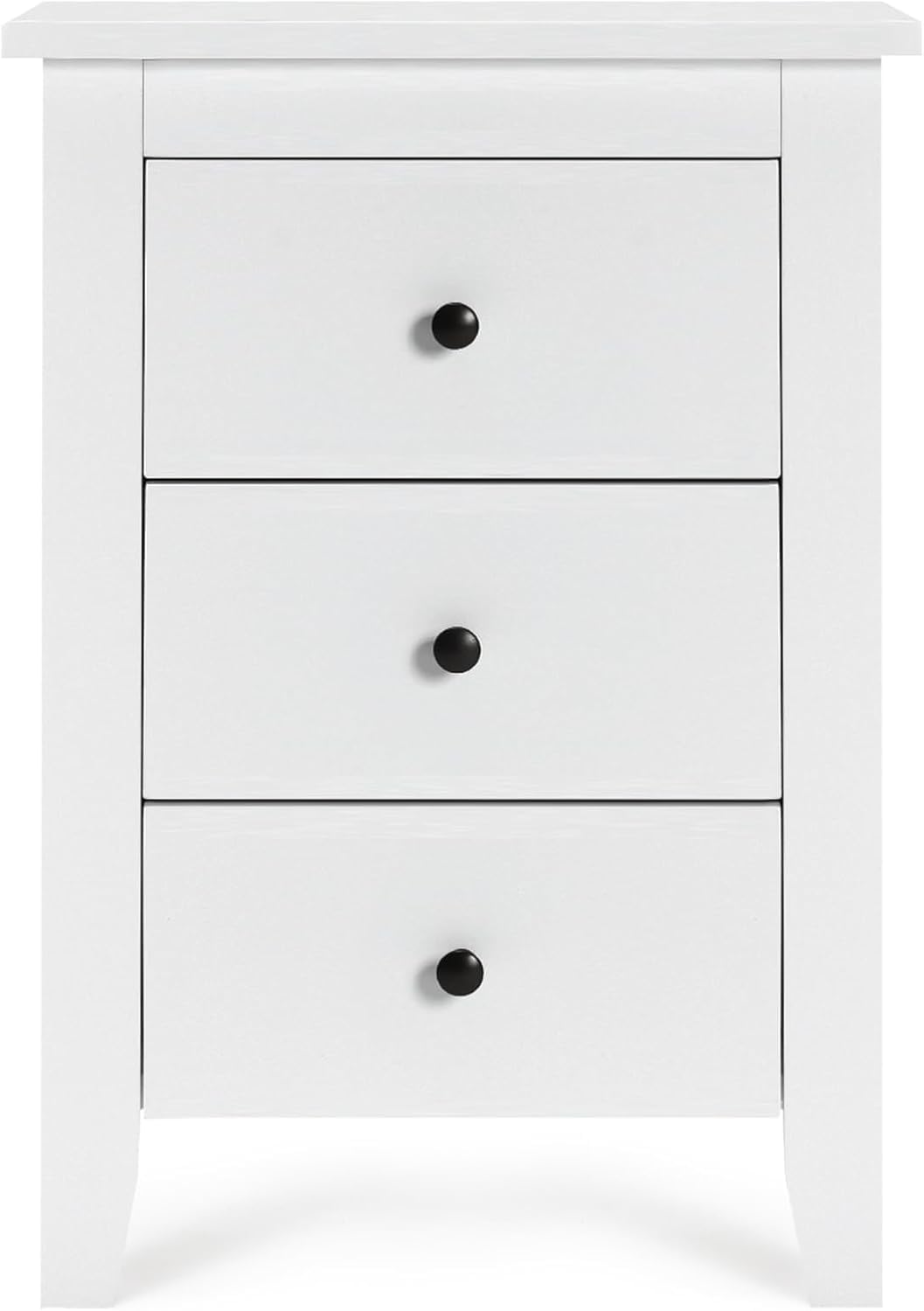 RELAX4LIFE Mesita de Noche con 3 Cajones, Mesilla de Noche de MDF con Asa y Deslizadores Metálicos, Mesa Auxiliar para Dormitorio, Salón, Estudio y Oficina, 46 x 37 x 65 cm (1, Blanco)