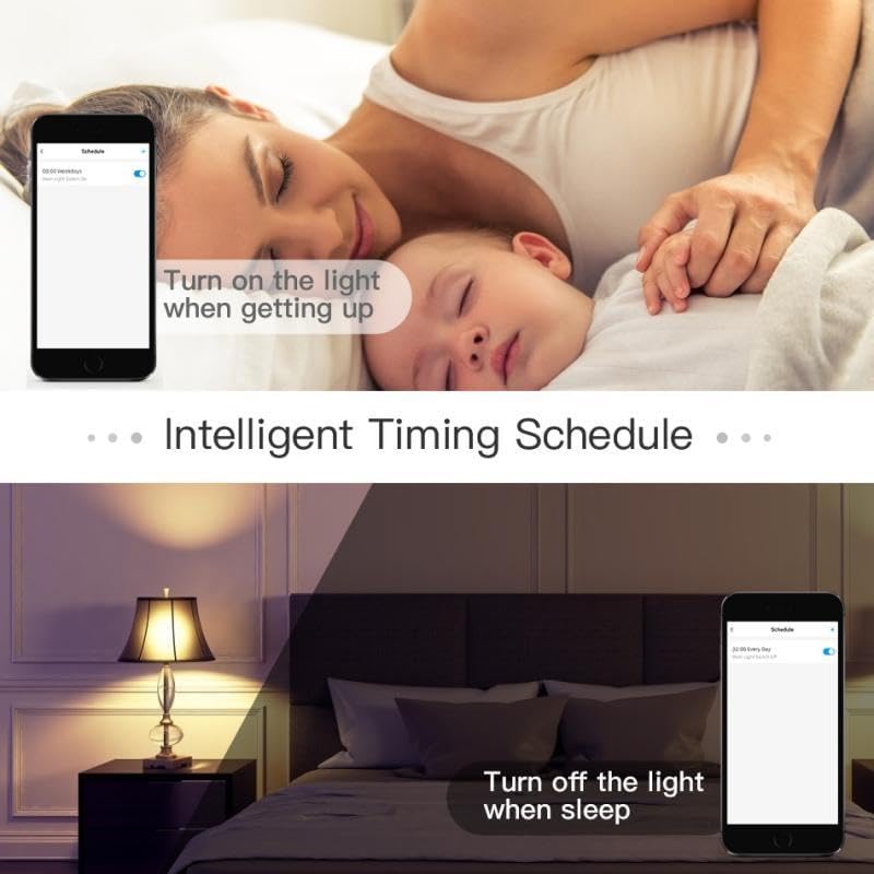 App interface showing intelligent timing schedule for a smart bulb