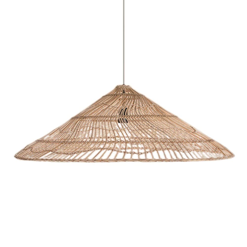 Lustre en bambou tressé main et suspension en osier noble de style rétro