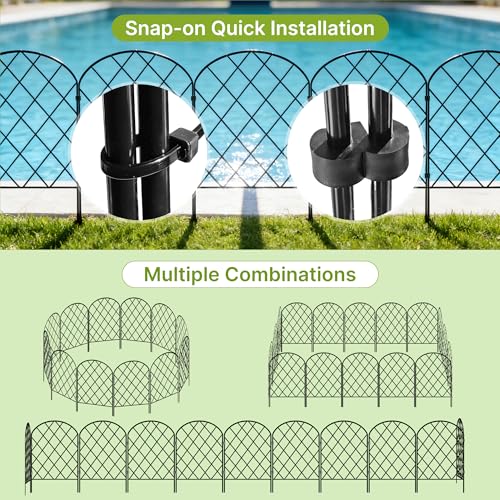 Thealyn Dekorativer Gartenzaun aus Metall, 61cm H x 33cm B 10 P, Steckzaun ohne Graben, Mobiler Zaun für Hunde, Camping & Teich, 10 Paneele (3,3 m Gesamtlänge)