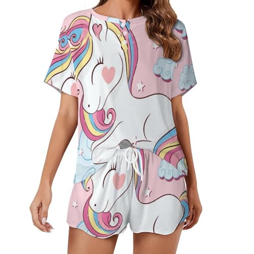 Pyjama licorne rose mignonne pour femme : douceur et confort nocturne