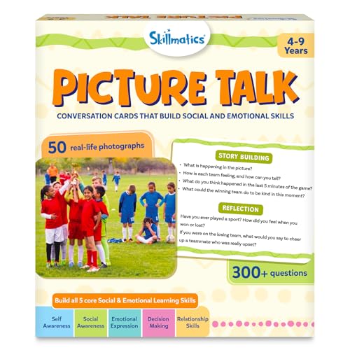 Image of Skillmatics Picture Talk - Storytelling & Conversation Cards for Kids | 50 Real-Life Picture Cards, 300+ Questions, Social Emotional Learning, Communication Skills, Gift for Ages 4, 5, 6, 7, 8, 9
