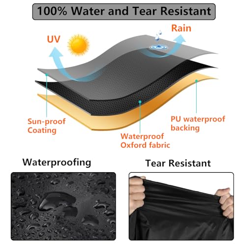Image of Kids Ride On Tractor Cover Power Wheels Covers Kids Ride On Toy Car cover for Tractor with Trailer, Outdoor Waterproof UV Resistant Fade Resistant All Season Protective, Black