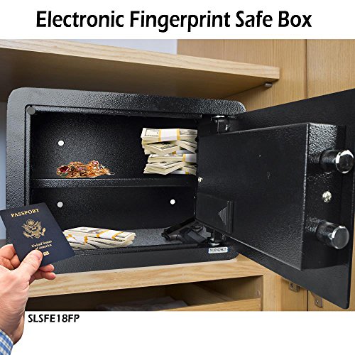 SereneLife Electronic Fingerprint Safe | Heavy Duty Money Safebox | Digital Touch Pad Lockbox with Code & 2 Keys | Small Safe Box for Home or Office, Secure Cash, Firearms | 13.8’’ x 9.8” Black by SereneLife - Image 6