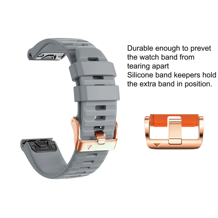Correa de silicona de 20mm para Garmin Fenix 7s con hebilla premium oro rosa 4