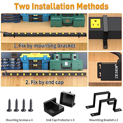 12 Outlet Industrial Long Power Strip Wide-Spaced Outlets with 15Ft Cord - image 4