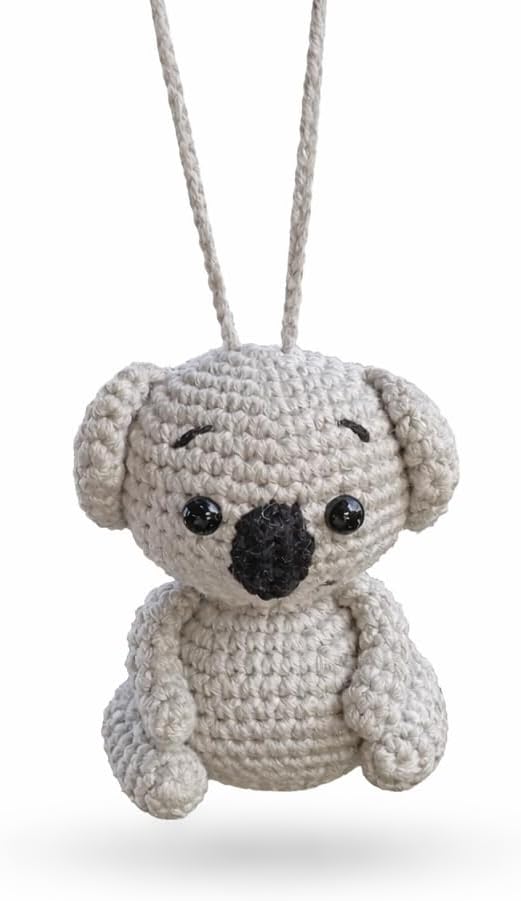 Small Koala Cute Car Ornament, Handmade Crochet Rear View Mirror Hanging Decoration, Koala Car Charm Accessory, Cute Bag Ornament, Gift for Women Girls image 4