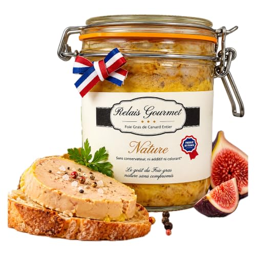 Foie gras de pato entero natural 400 g – Relais Gourmet | Artesanal francés | Sin conservantes, aditivos ni colorantes | Caja gourmet y regalo
