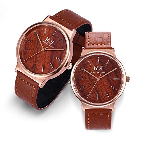 Relojes de Pareja Elegante Madera Dorado Rosa