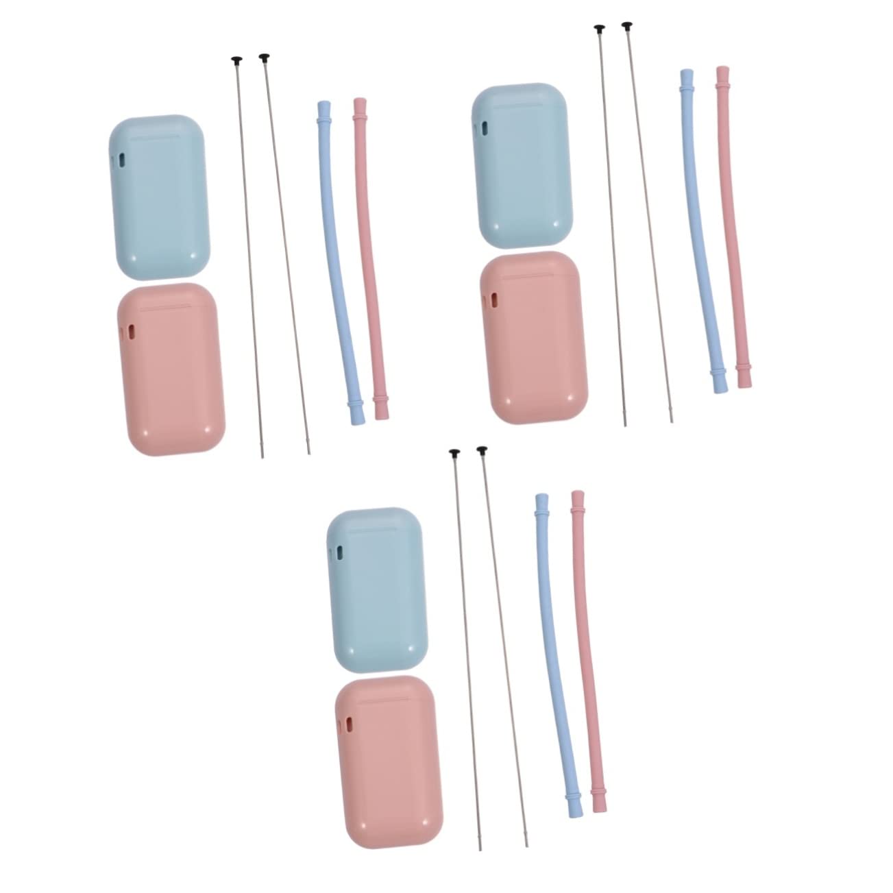 Healeved 3er-set Wiederverwendbare Trinkhalme Aus Silikon Mit Etui Für Tee Cocktails Partys 2 Stück * 3