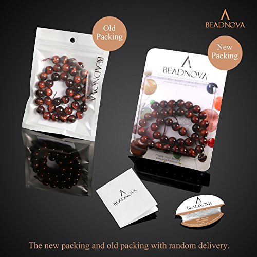 Image of BEADNOVA Red Tiger Eye Beads Natural Crystal Beads Stone Gemstone Round Loose Energy Healing with Crystal Stretch Cord for Jewelry Making (10mm, 36-38pcs)