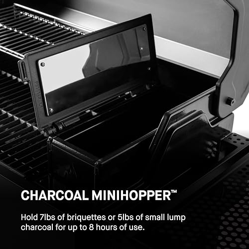 Image of Masterbuilt AutoIgnite 545 Digital Charcoal Grill and Smoker Combo for Easy Grilling, Digital Control, App, Sear Plate, Mini Hopper and 545 BBQ Cooking Square In. in Black
