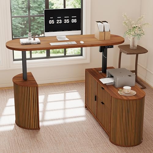 Image of Electric L Shaped Standing Desk, Corner Sit Stand Up Desk, Executive Desk