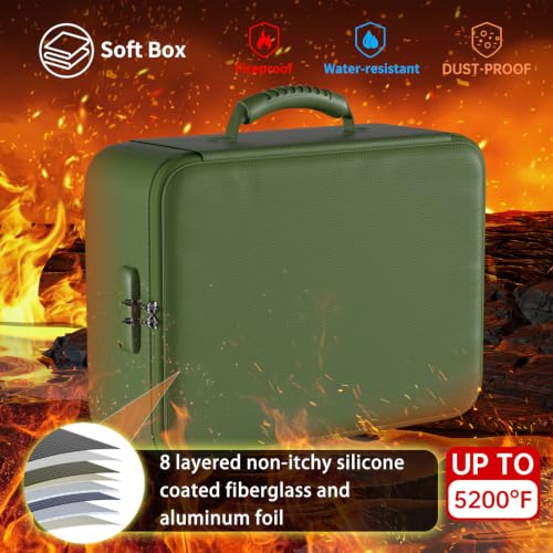 Image of DocSafe 5200F Fireproof Document Organizer Box with Lock, Green (Soft)