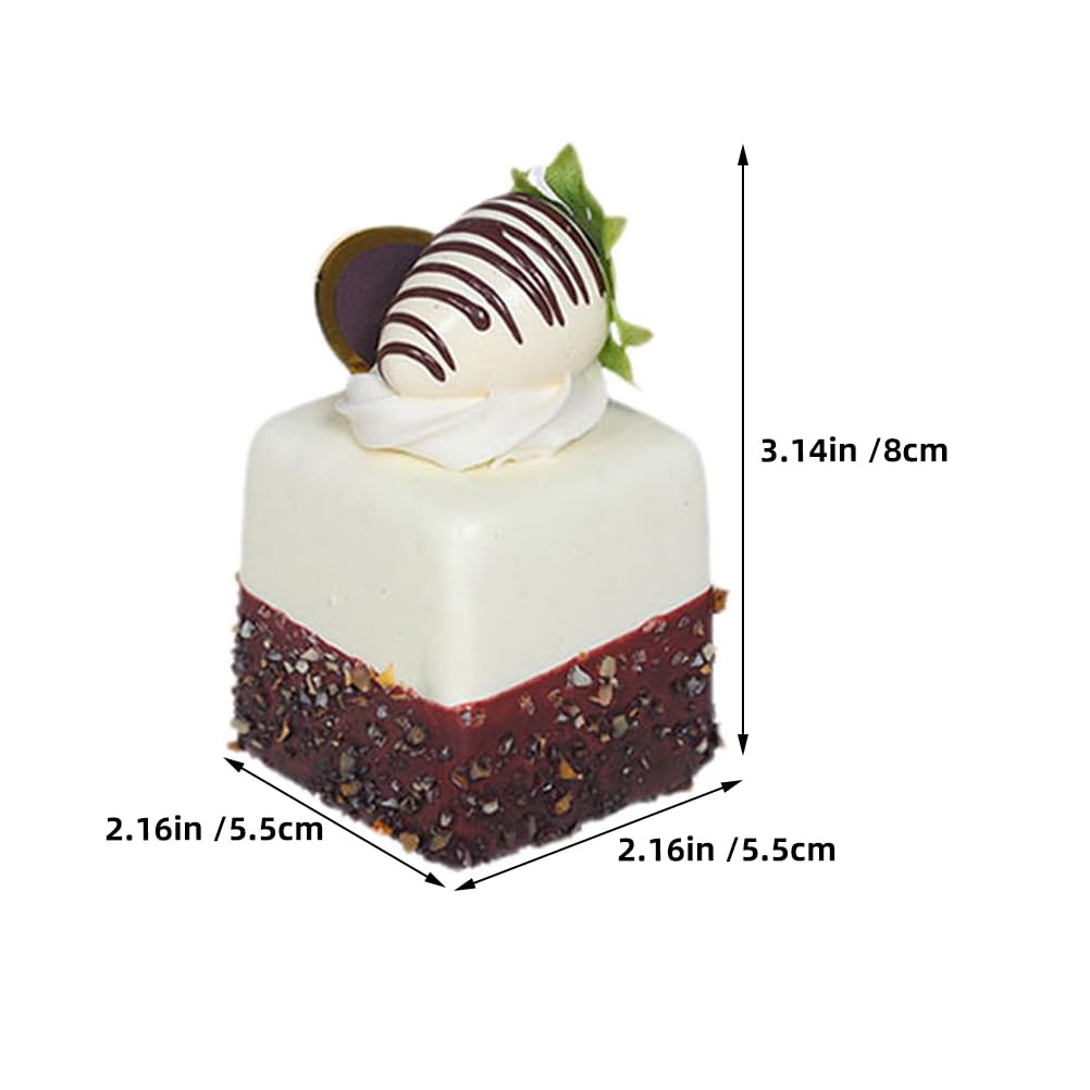 Mipcase 8pezzi Torta Simulata al Gusto di Fragola Francese di Cibo Artificiale Base Magnetica Espositore per Torte Finte Decorazioni da Cucina Accessori per Stand per Fotografie