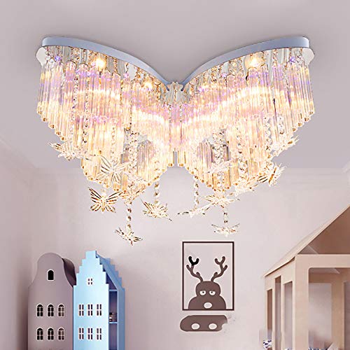 Preisvergleich Produktbild RUNNUP Mädchen Deckenlampe Schlafzimmerlampe Lampe Kinderlampe Modern Kreative Schmetterling Deckenleuchte Jungen LED Schlafzimmer Dimmbar Kristall für Wohnzimmer Zuhause Kinderzimmer Größe :B60Cm