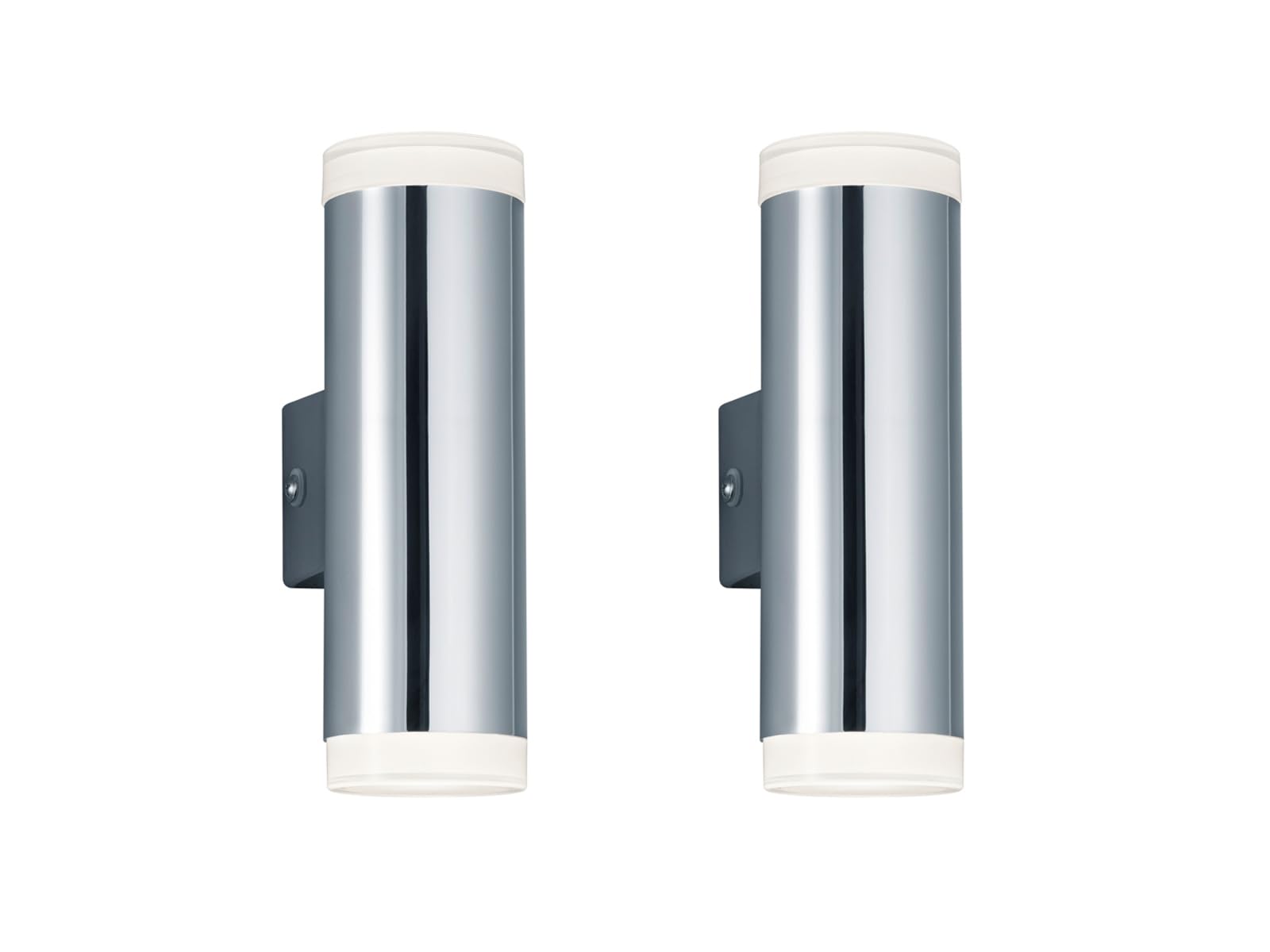 2er SET Badezimmer Wandleuchten Up & Down in Silber Chrom, Höhe 16cm