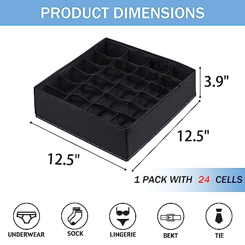 Foldable-Storage-Cubes-Drawer-Underwear-Organizer-Dividers-under-Cabinet-Organizer-24-Cell-Fabric-Storage-Boxes-for-LingerieSocksTies-Black