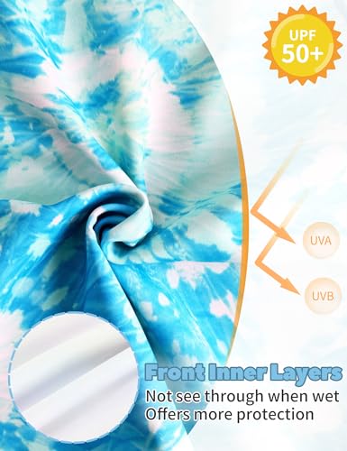 Image of TENVDA Girls Swimsuit Long Sleeve Rash Guard Sets UPF 50+ Two Piece Bathing Suits Size 3-12 Years
